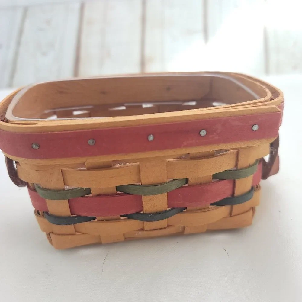 Longaberger Multicolor 2000 Leather Handle All Star Salt And Pepper Basket